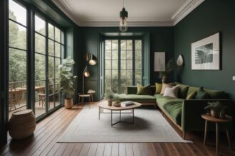 canapé confortable et esthétique dans un salon chaleureux et accueillant
