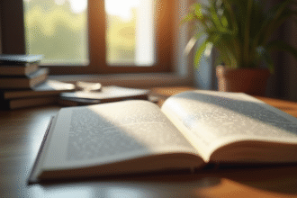 Bureau bien éclairé avec livre de droit civil ouvert article 2224