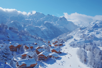 carte des stations de ski en France avec paysages montagneux