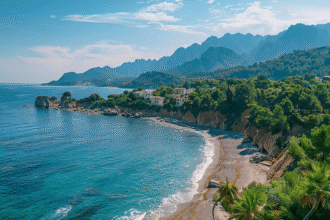 Paysage d'Argelès-sur-Mer entre mer et montagnes avec plages et forêts