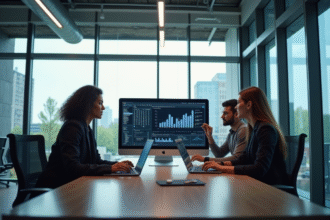 Espace de bureau moderne avec professionnels collaborant