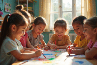 Enfant apprenant plusieurs langues dans un environnement diversifié