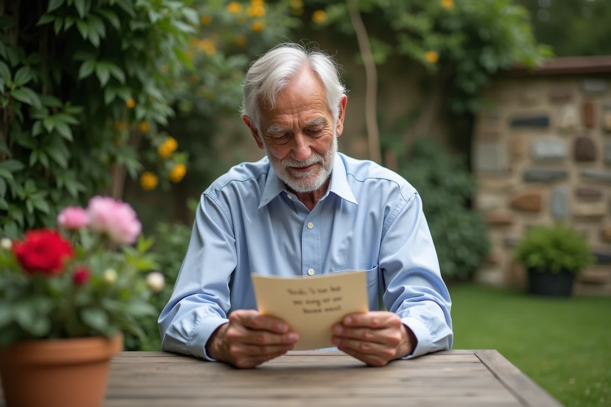Homme âgé lisant un poème d