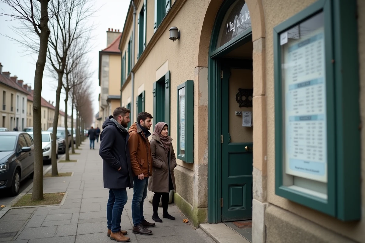 Affichage des horaires de prières à l'entrée d'une mosquée à Bezons