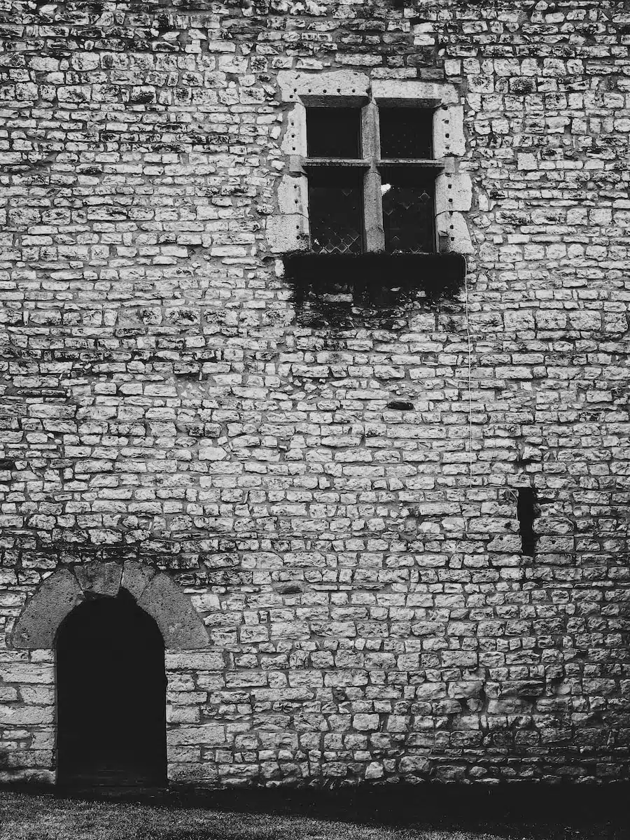 grayscale photo of wall