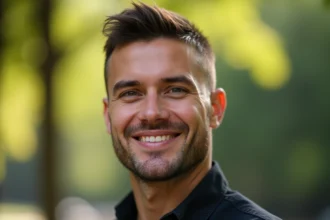 Dégradé court pour homme mettant en valeur un style intemporel et élégant