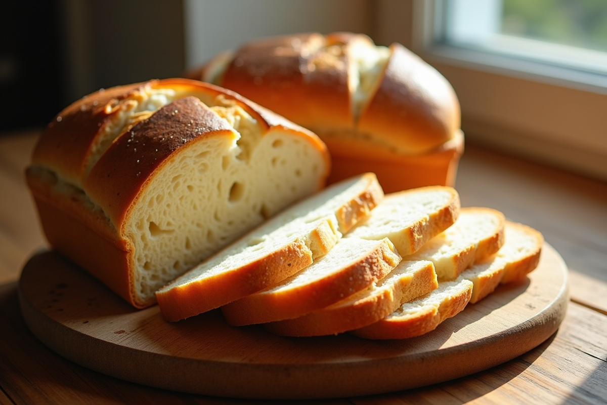 Pain maison tranché sur planche en bois rustique