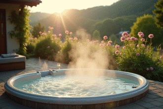 Spa extérieur luxueux en HautsdeFrance avec vapeur et nature